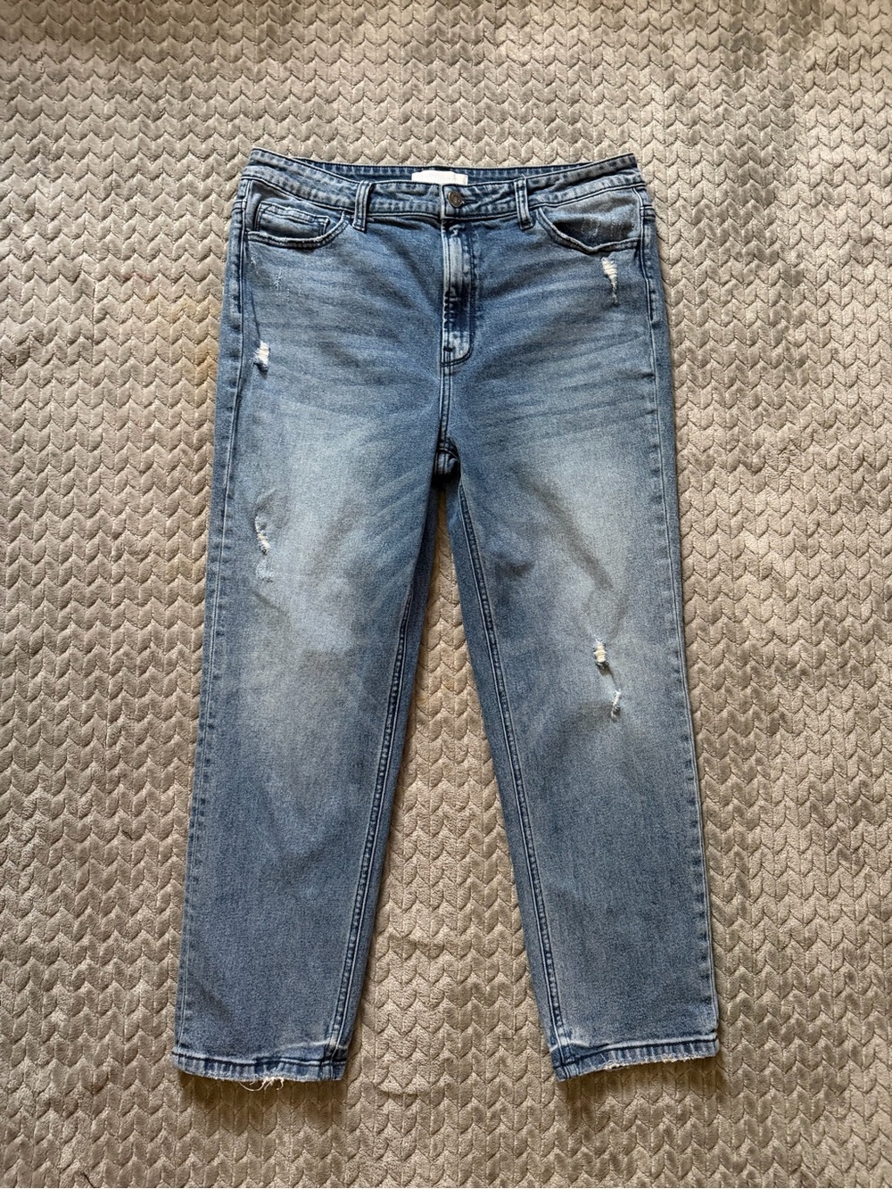 Women's Vervet Blue Distressed Straight Leg Jeans Size 32 Medium Wash